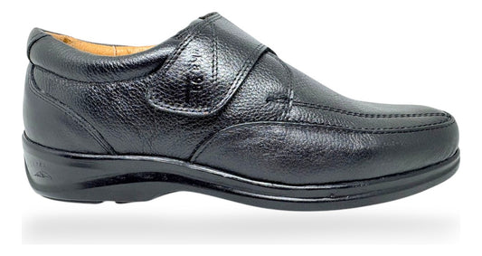 Zapato Hombre Piel Negro Confort Velcro Ka99 Calidad 1080