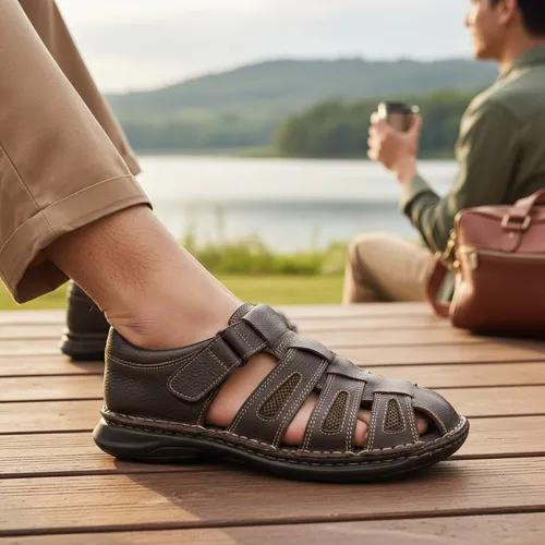 Huarache Piel Hombre Casual Vestir Confort Ligero Polar